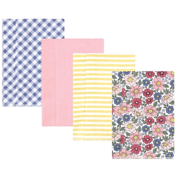slide 1 of 1, Hudson Baby Infant Girl Cotton Flannel Burp Cloths, Pink Blue Pretty Floral 4 Pack, One Size One Size - Pink Blue Pretty Floral 4 Pack