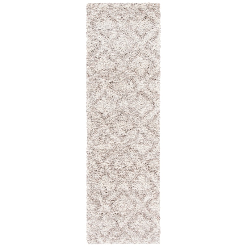 SAFAVIEH Hudson Shag Sheilah Moroccan 2-inch Thick Rug - 2'3" x 8' Runner - Multi Ivory/Beige