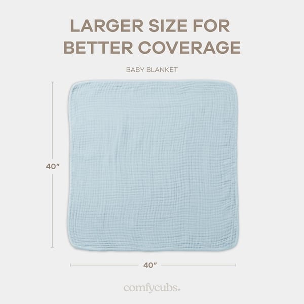 dimension image slide 6 of 14, Muslin Baby Blanket, 40" x 40" Swaddle Blanket by Comfy Cubs