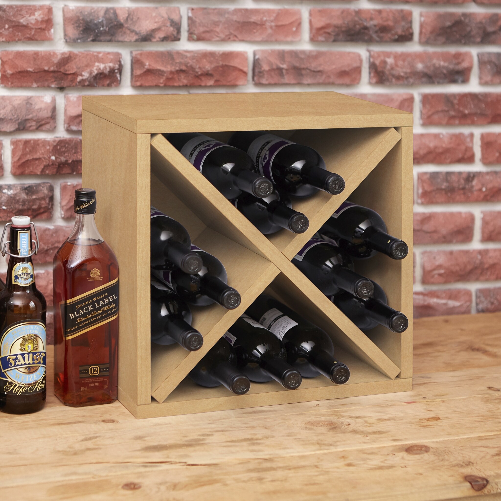Shop 12 Bottle Wine Rack Cube Storage Natural Tool Free Assembly