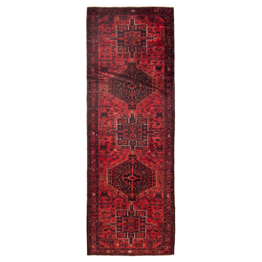 ECARPETGALLERY Hand-knotted Anadol Red Wool Rug - 3'5 x 9'9