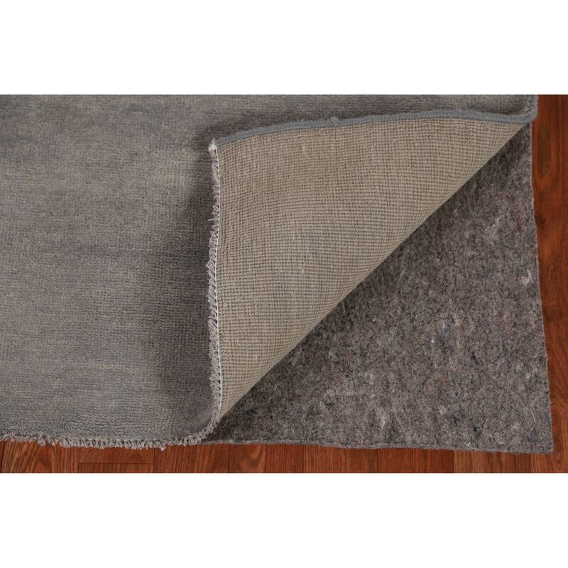 Hand Knotted Oriental 100% Wool Carpet Modern Solid Greys & Charcoal Gabbeh Runner Rug - 10' 1'' X 3' 0''