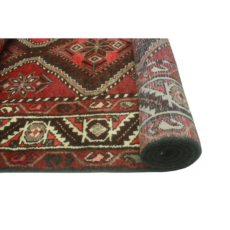 Fine Vintage Distressed Nartay Burgundy/Charcoal Runner - 3'8" x 9'11"