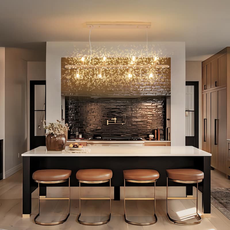 12-Light Modern Crystal Linear Sputnik Starburst Chandelier Dandelion Firework Island Pendant