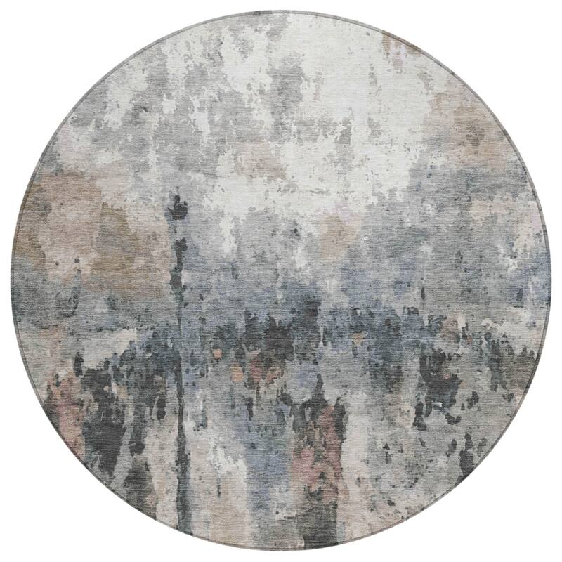 Machine Washable Indoor/ Outdoor Abstract Modern Chantille Rug