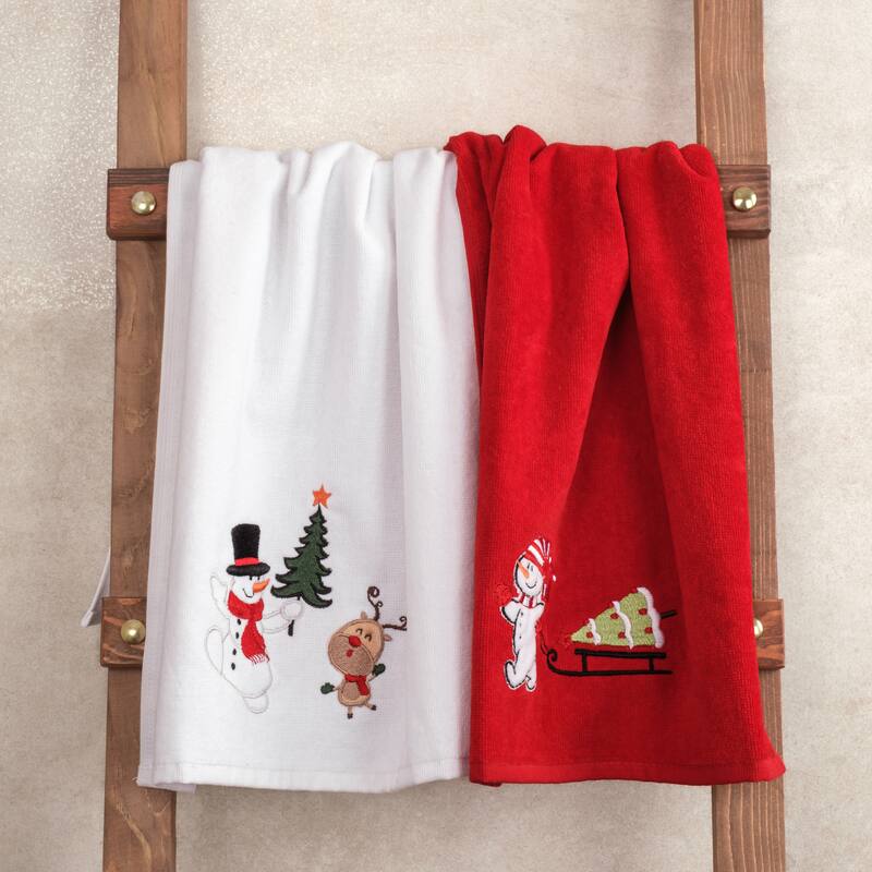 American Soft Linen Christmas Towel Set 100% Turkish Cotton 16x28 inches Christmas Hand Towels XMAS Gift