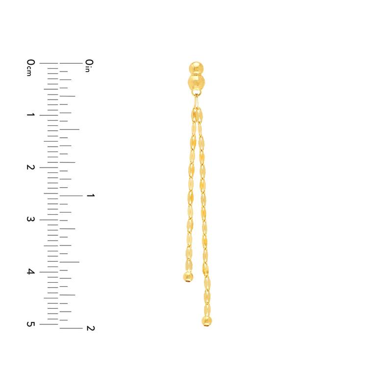 Curata 14k Yellow Gold Bead Stud Earrings with Hammered Mariner Dangle