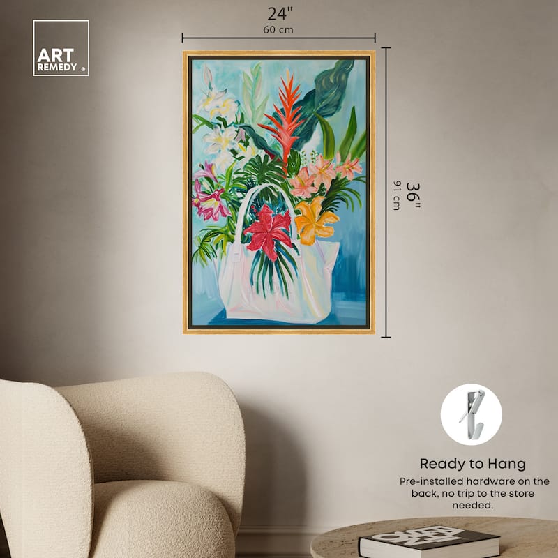 Art Remedy Tropical Flower Bag Framed Flowers In Vase Paintings
