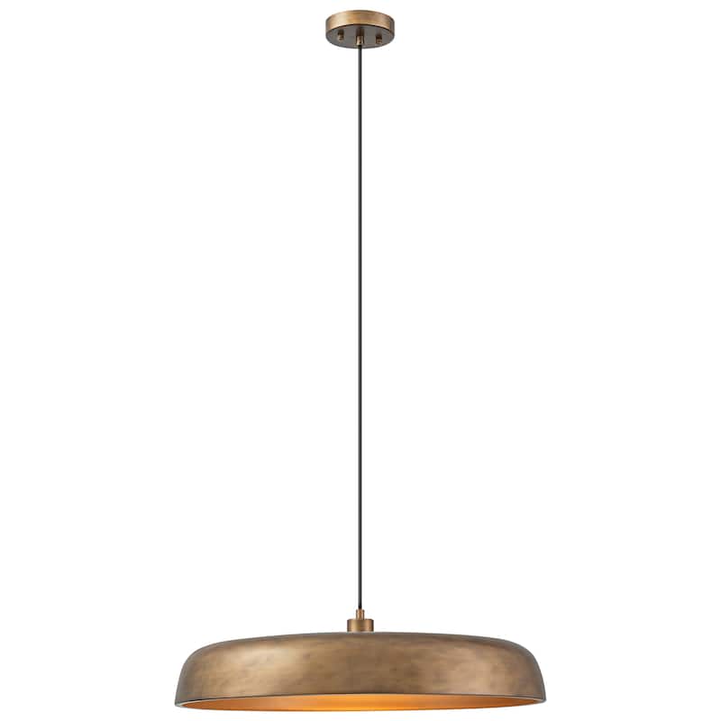 1-Light Modern Vintage Brown Dome Pendant Light for Kitchen Island - 23.6 in. W x 6.3 in. H