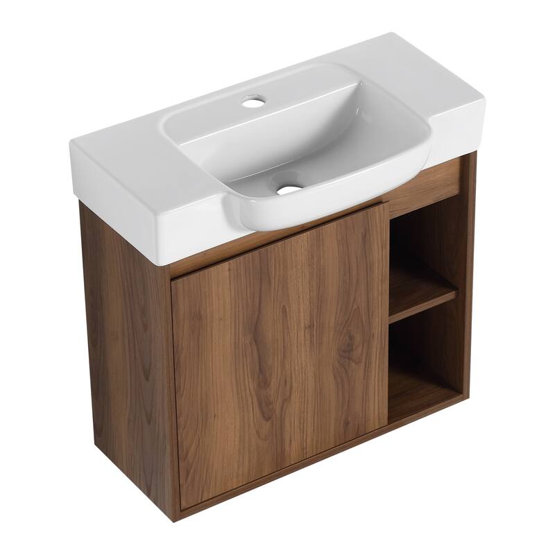 24'' Wall-Mounted Bathroom Vanity with Ceramic Sink