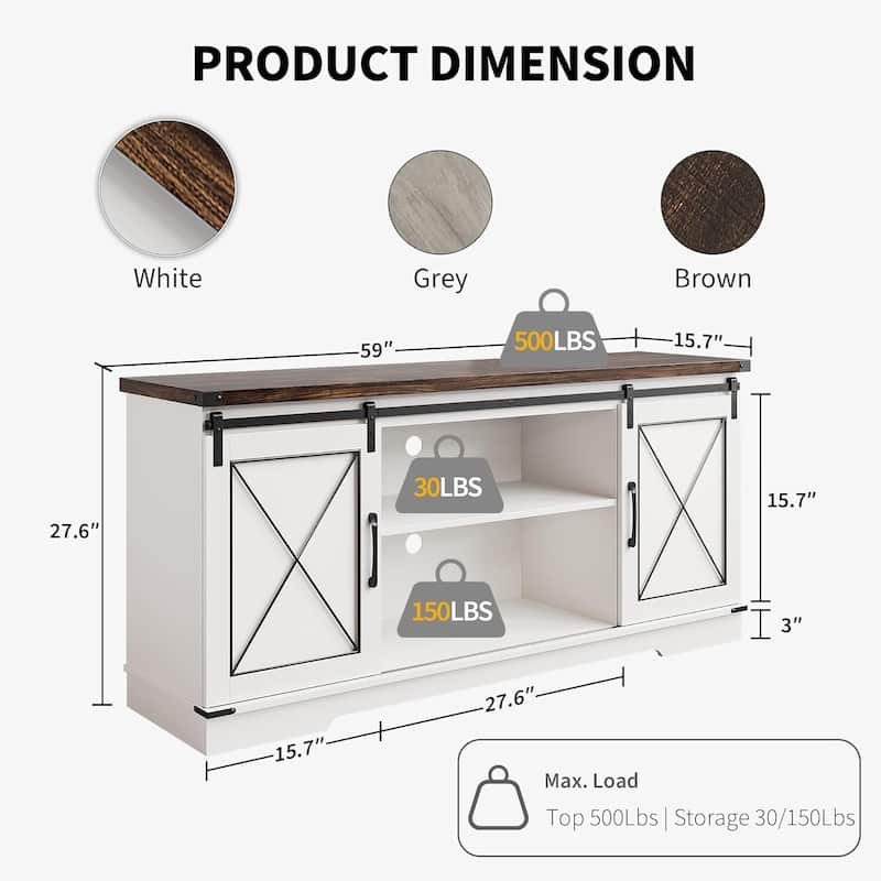 Modern Farmhouse TV Stand and Entertainment Center for TV Up to 65 Inches - N/A