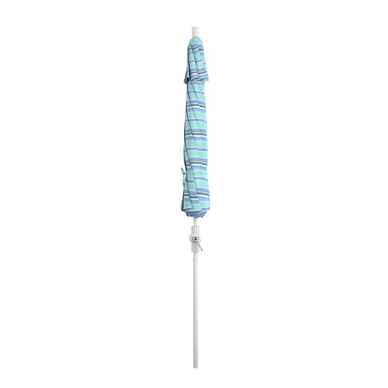 California Umbrella 9' Rd Golden State Series Patio Umbrella White Aluminum Frame Crank Lift Collar Tilt Sunbrella