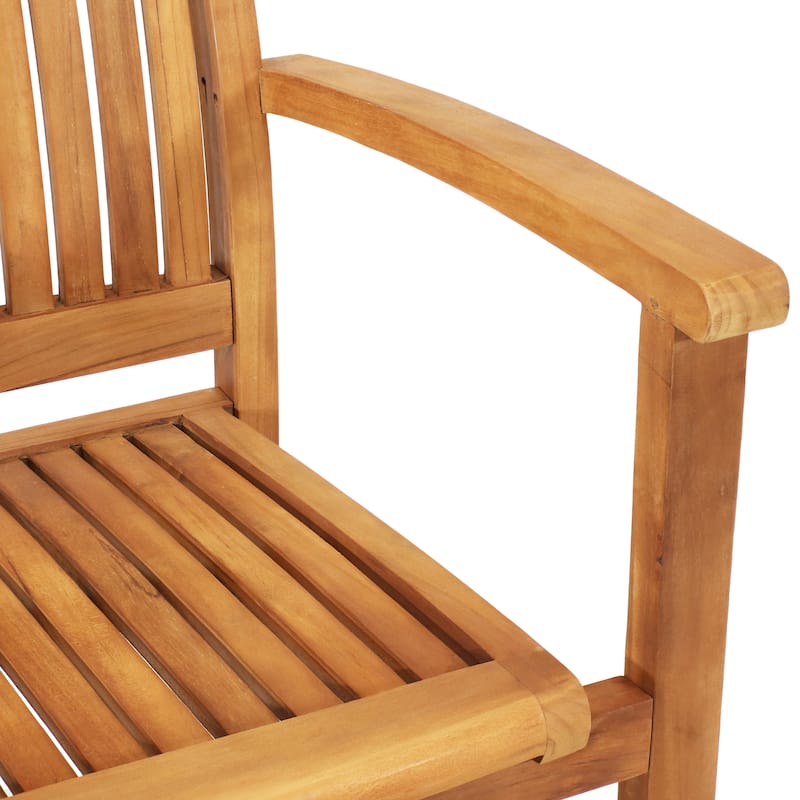 Sunnydaze Teak Wood Stackable Outdoor Patio Dining Chair