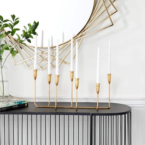Gold Metal Contemporary Candle Holder - 21 x 7 x 10