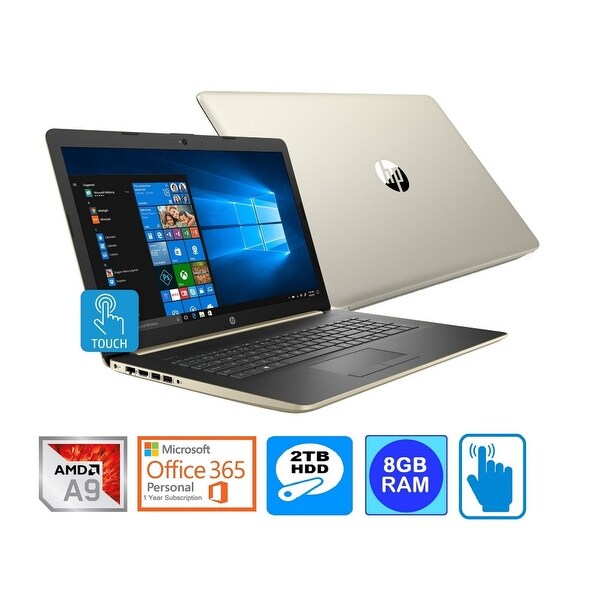 HP Laptop 17 AMD A9-9425 8GB 2TB HDD 17.3” HD+ Touch Screen Microsoft Office 365 (Refurbished)