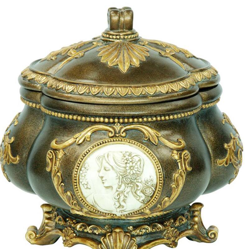 9" Tall Decorative Jewelry Box, Bronze finish