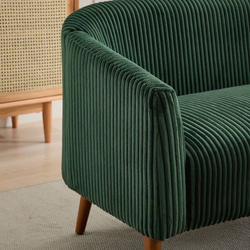 50.78" Modern Loveseat Couch Sofa, Corduroy Fabric Upholstered 2-Seat Sofa, Loveseat with Wooden Walnut Legs