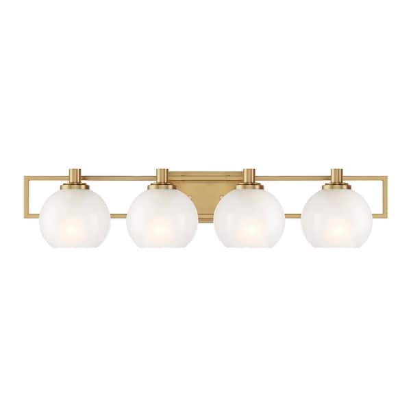 slide 2 of 4, Designers Fountain 94504 Cowen 4 Light 31" Wide Bathroom Vanity Light Brushed Gold