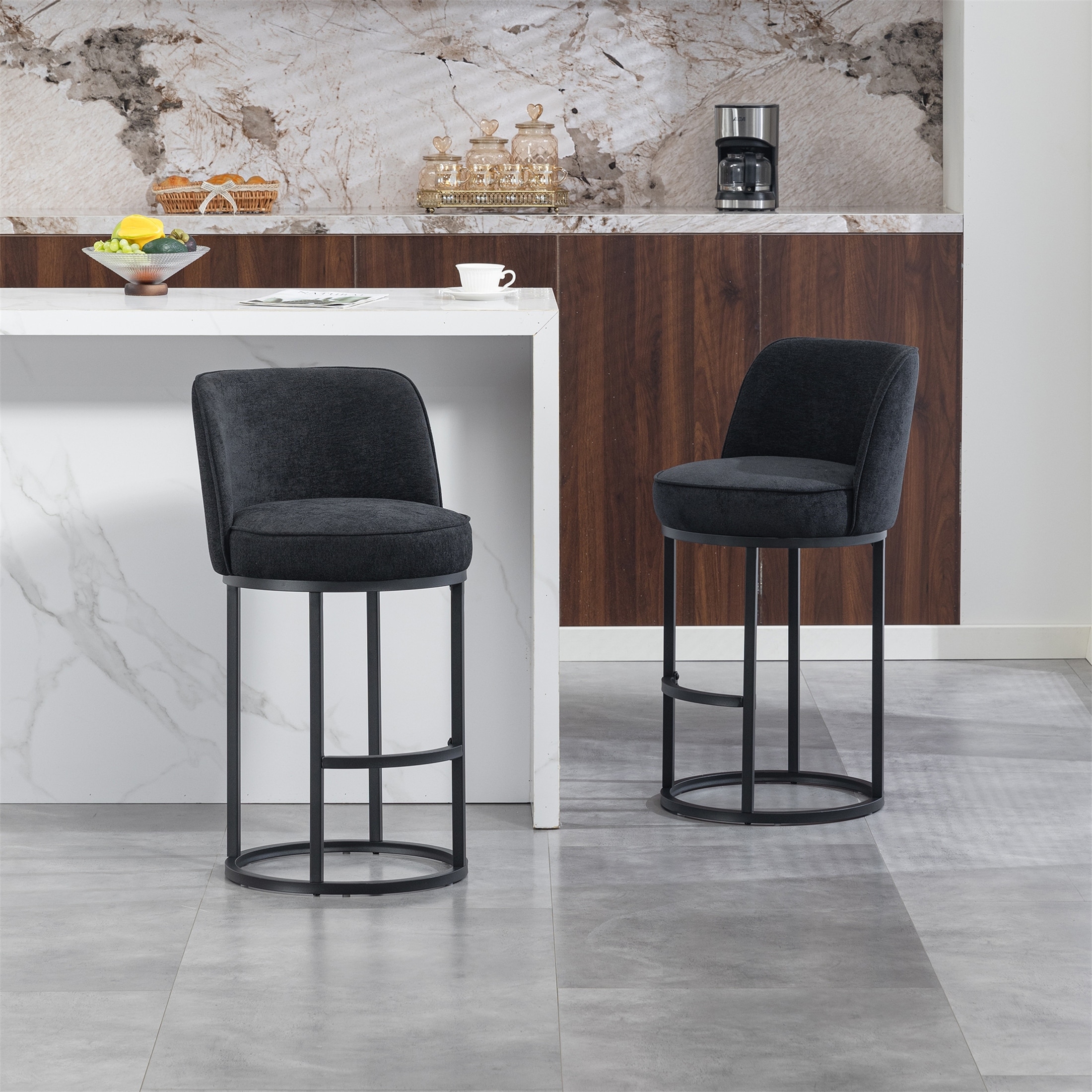 Modern Counter Height Bar Stools with Backrest(Set of 2)