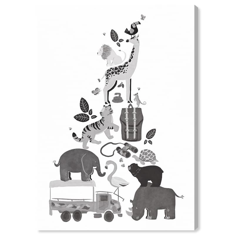 Wynwood Studio Canvas Animals Animal Crackers Gray and Dark Gray Modern & Contemporary Wall Art Canvas Print