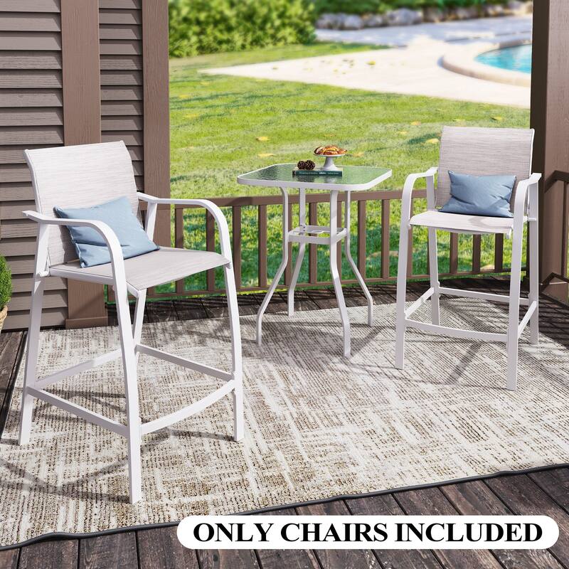 Crestlive Products Outdoor Outdoor Cast Aluminum Swivel Bar Stools with Sunbrella Cushion