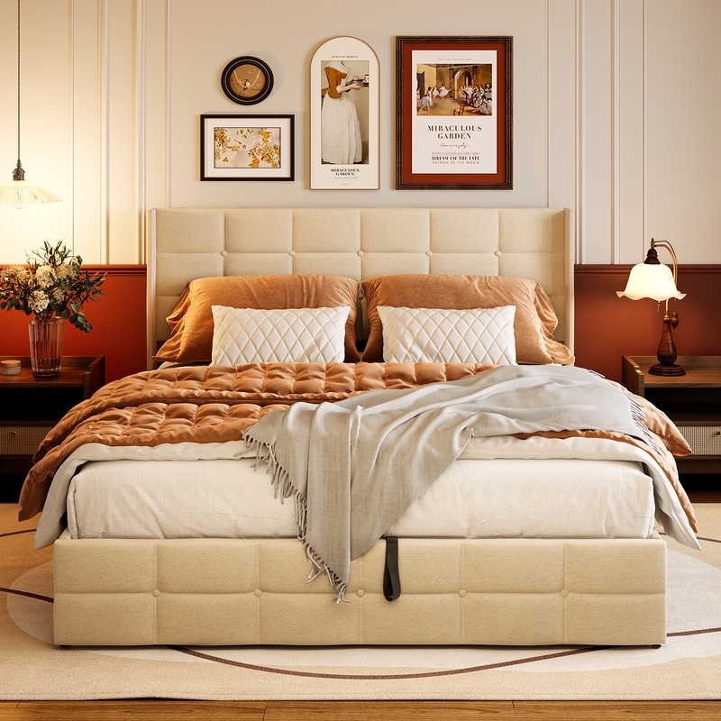 Lift Up Storage Bed Frame with Hydraulic System