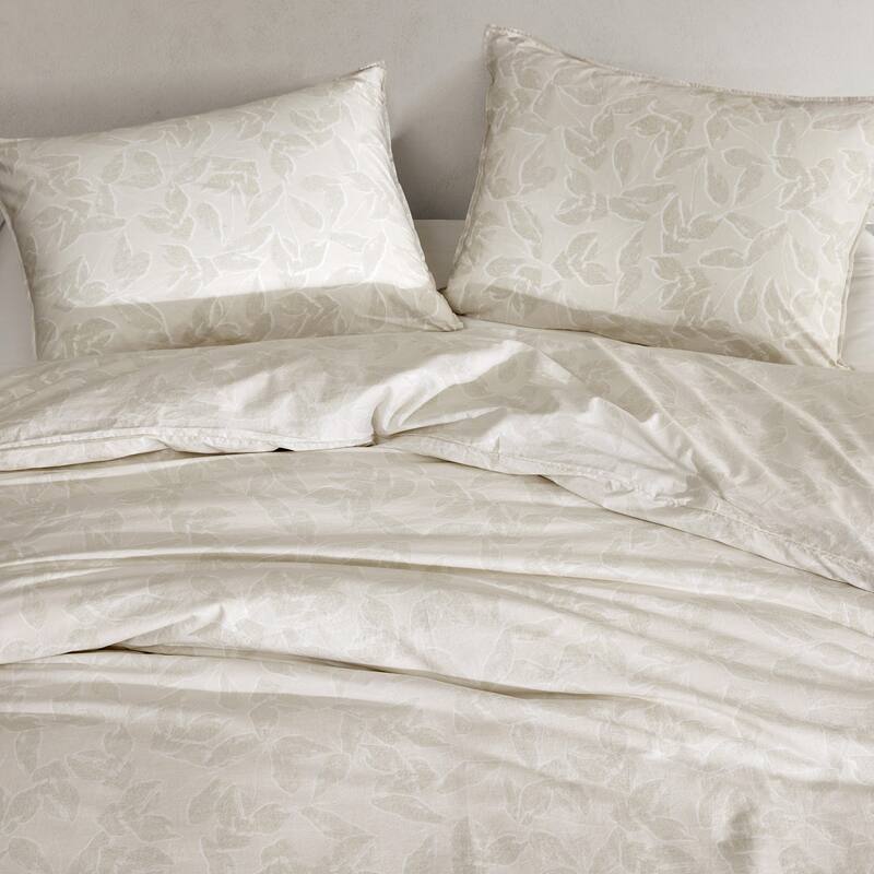 Calvin Klein Yellow Leaves Cotton Reversible Duvet Cover Set