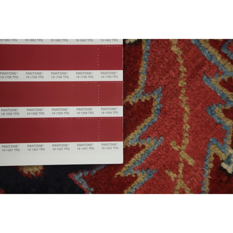 Hand Knotted Oriental 100% Wool Carpet Traditional Medallion Oranges & Rust Heriz (serapi) Area Rug - 11' 9'' X 8' 6''