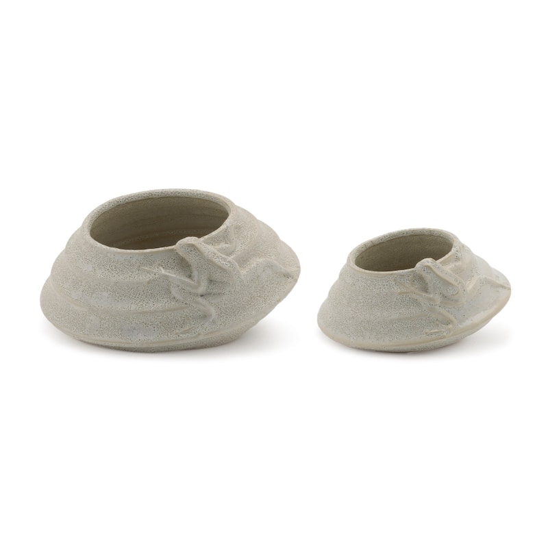Round Tapered Porcelain Planter - 7.5" - Set of 2 - Beige