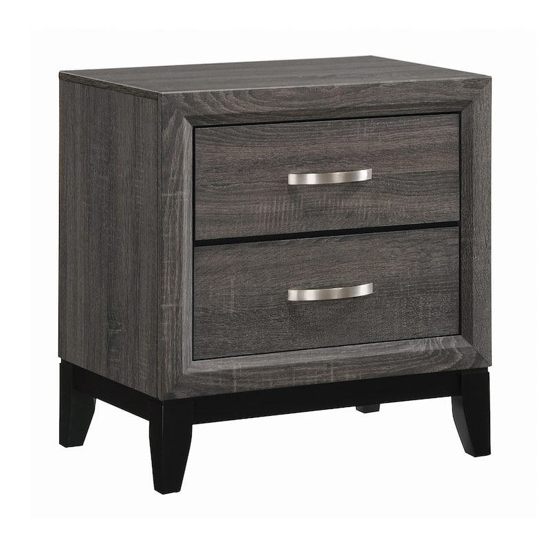 2 Drawers Nightstand in Grey Oak And Black