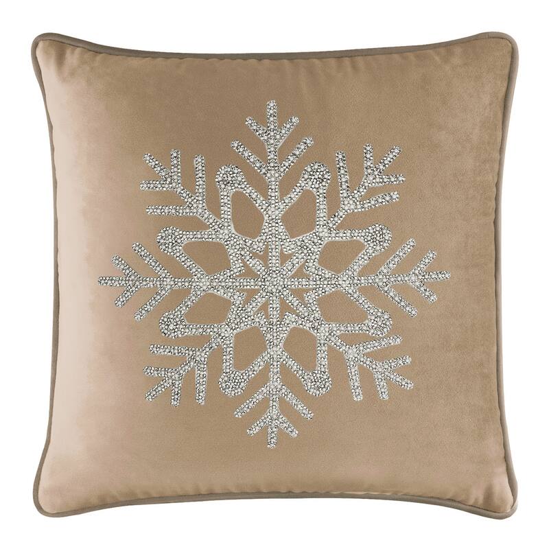 Sparkles Home Rhinestone Snowflake Pillow - Champagne - 16 x 16
