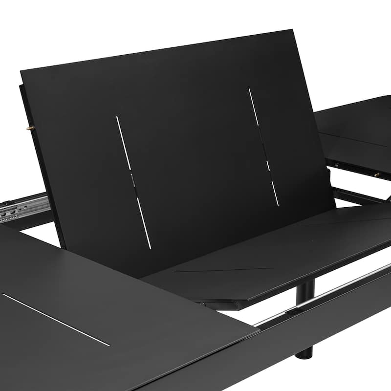 All-aluminum Outdoor Dining Table Extension for 6 or 8 Seats - 63"/94.5" L x 35.43" W x 29.76" H