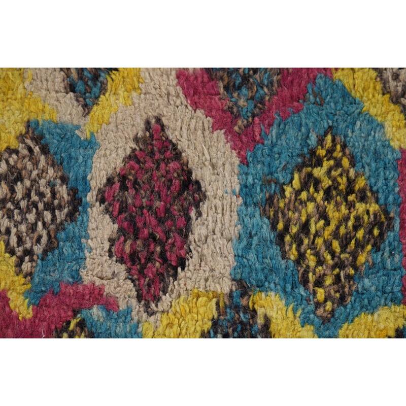 Pink Moroccan Oriental Area Rug Handmade Wool Carpet - 5'1" x 9'7"