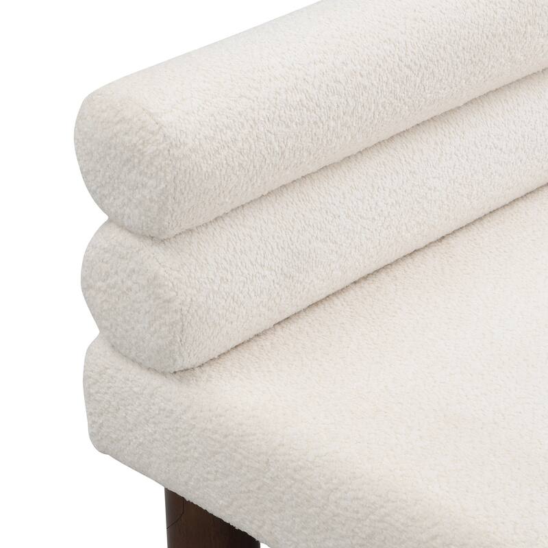 Roomfitters Upholstered Dining Bench, End of Bed and Entryway Seating, Boucle Ottoman with Rubber Wood Legs