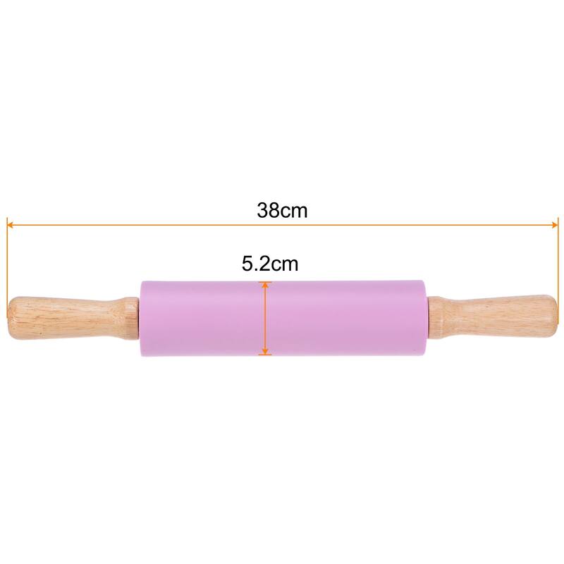 Kitchen Silicone Rolling Pins for Baking Non-stick - Purple - 38cm x 5.2cm