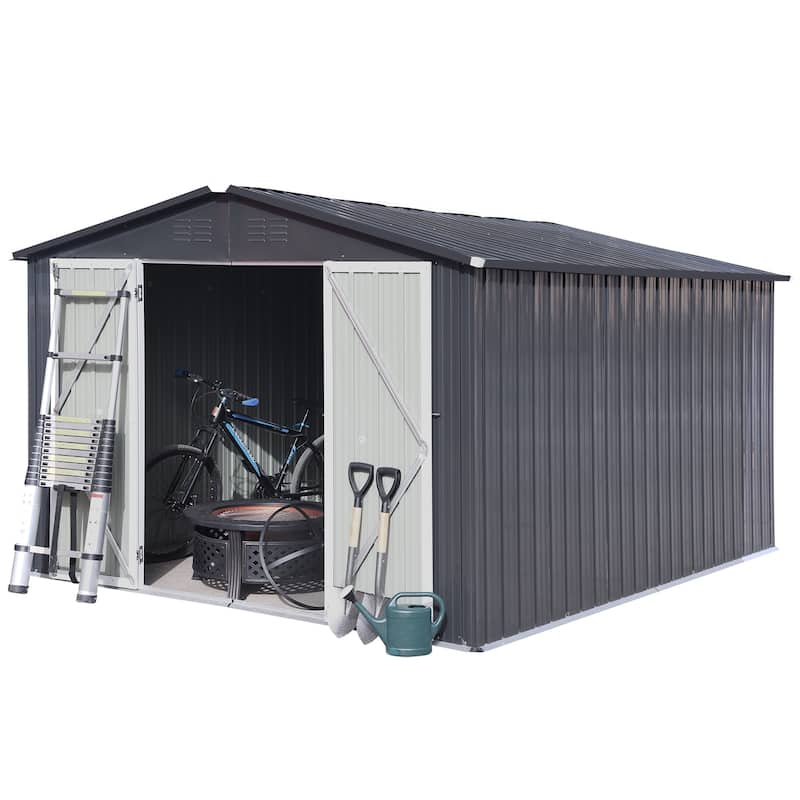 10'x8' Metal Outdoor Storage Shed for Patio Furniture