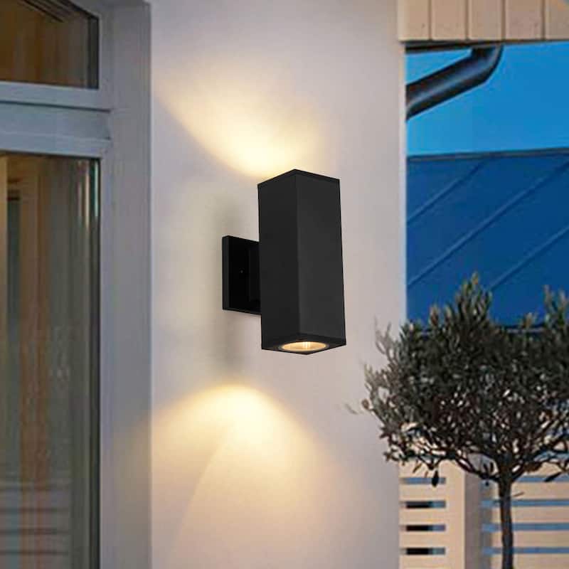 C Cattleya 2-Light Matte Black Die-Cast Aluminum Outdoor Wall Light Sconce - 4.5-inch