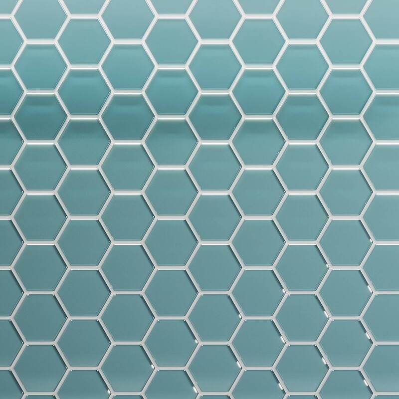3" Beehive 10.25 in. x 11.75 in. Hexagon Glass Mesh-Mounted Mosaic Tile - Skyline Gloss - 10.25 in. x 11.75 in.
