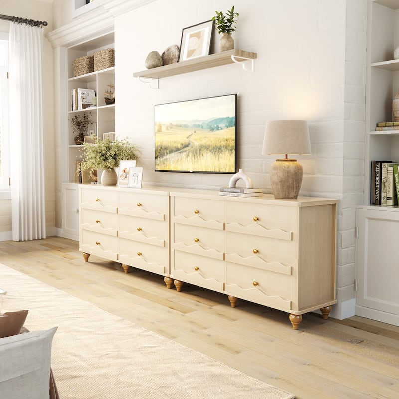 Modern 6-Drawer Dresser Closet Organizer, 43-In Chest of Drawers TV Stand