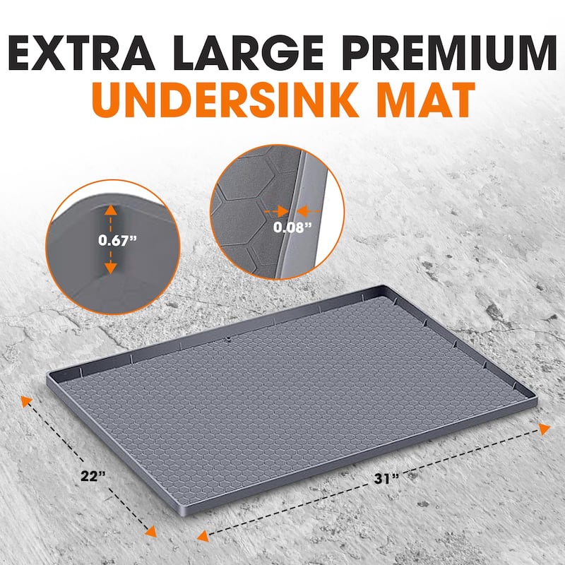 Cheer Collection Waterproof Silicone Under Sink Mat with Raised Edges