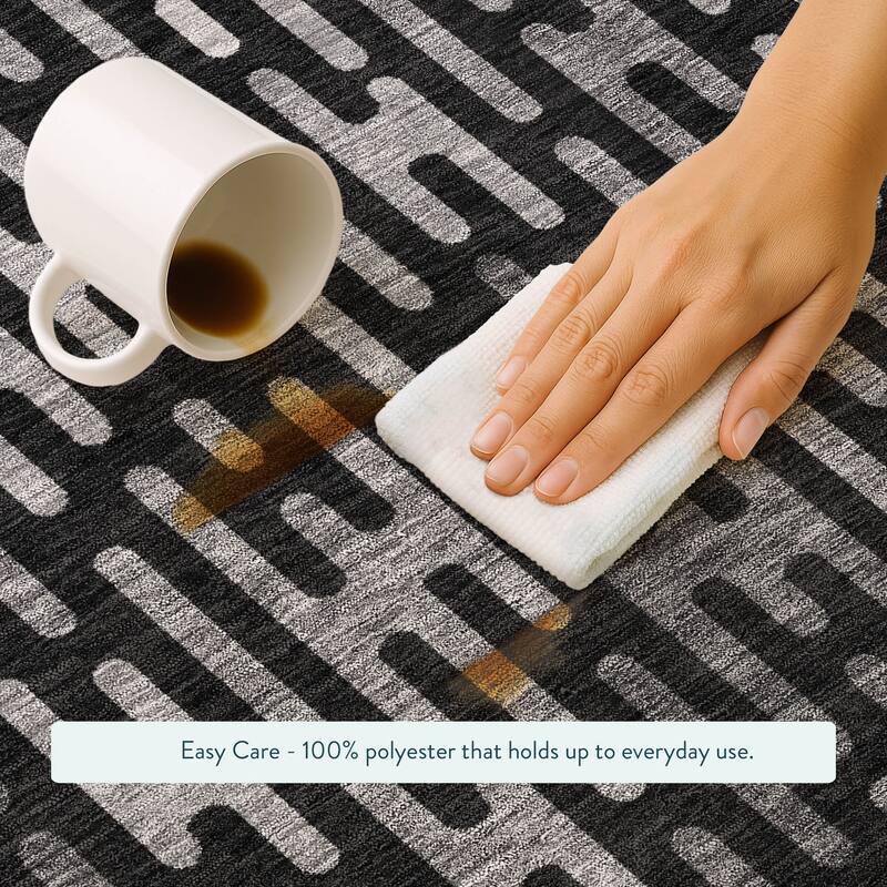 Machine Washable Indoor/ Outdoor Modern Kingman Chantille Rug