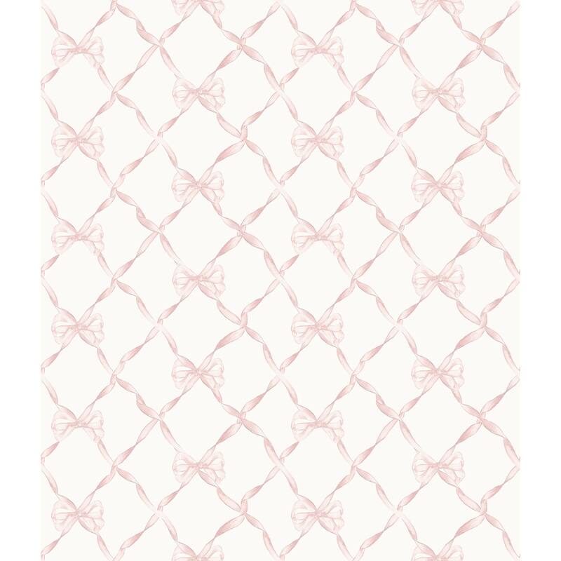LoveShackFancy Baby Bow Faded Primrose Ribbon Trellis Wallpaper