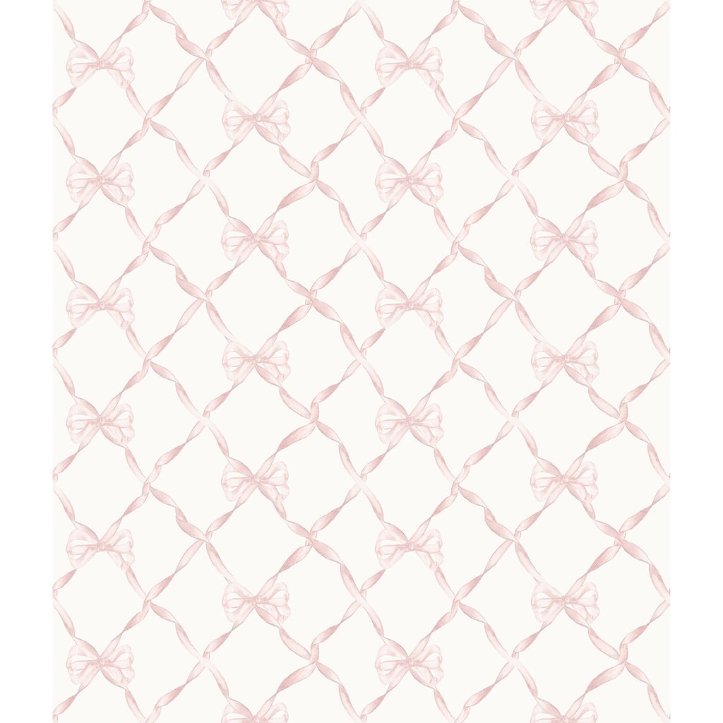 LoveShackFancy Baby Bow Faded Primrose Ribbon Trellis Wallpaper