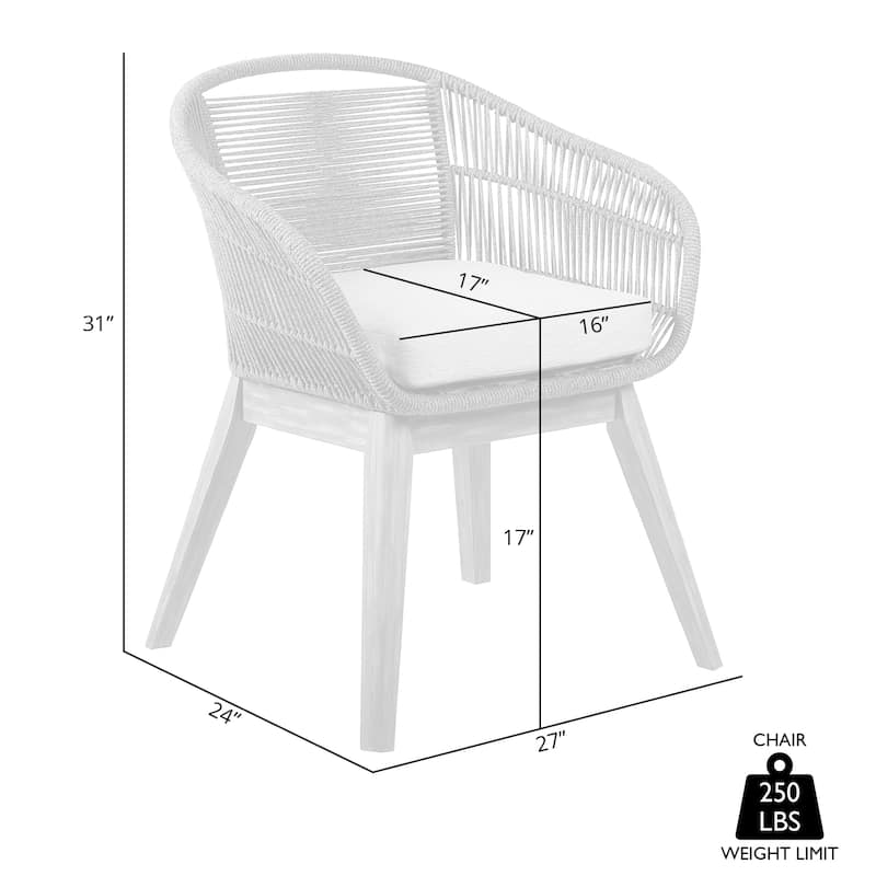 Tutti Frutti Eucalyptus Wood and Rope Outdoor Patio Dining Chair with Cushion - Gray