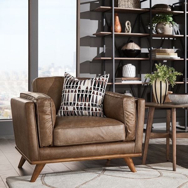 Gavin tan top leather sofa