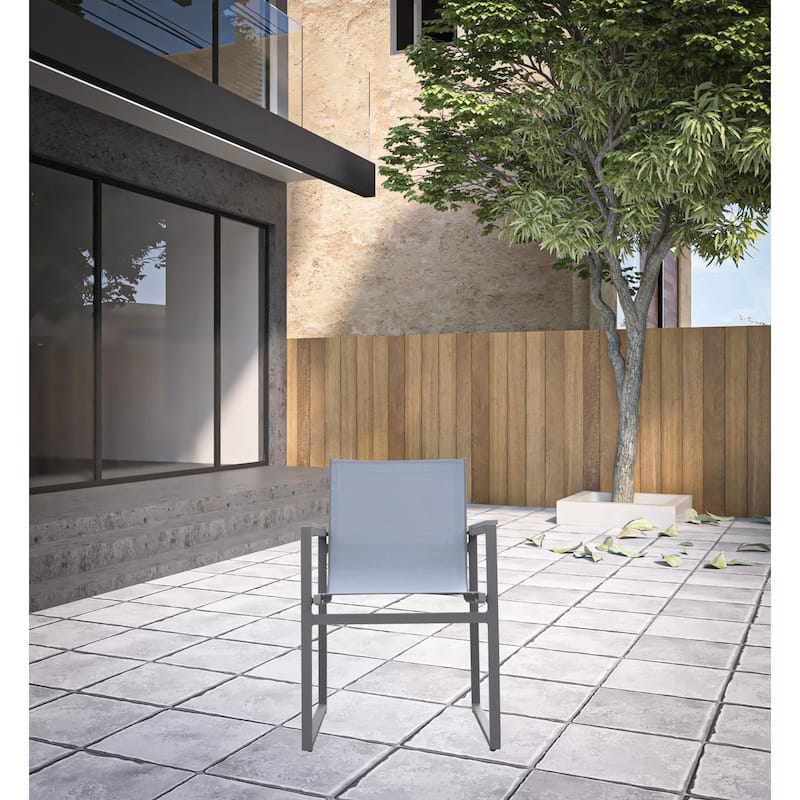 Set of Two 22" Light Gray Metal Outdoor Dining Chair - Gray