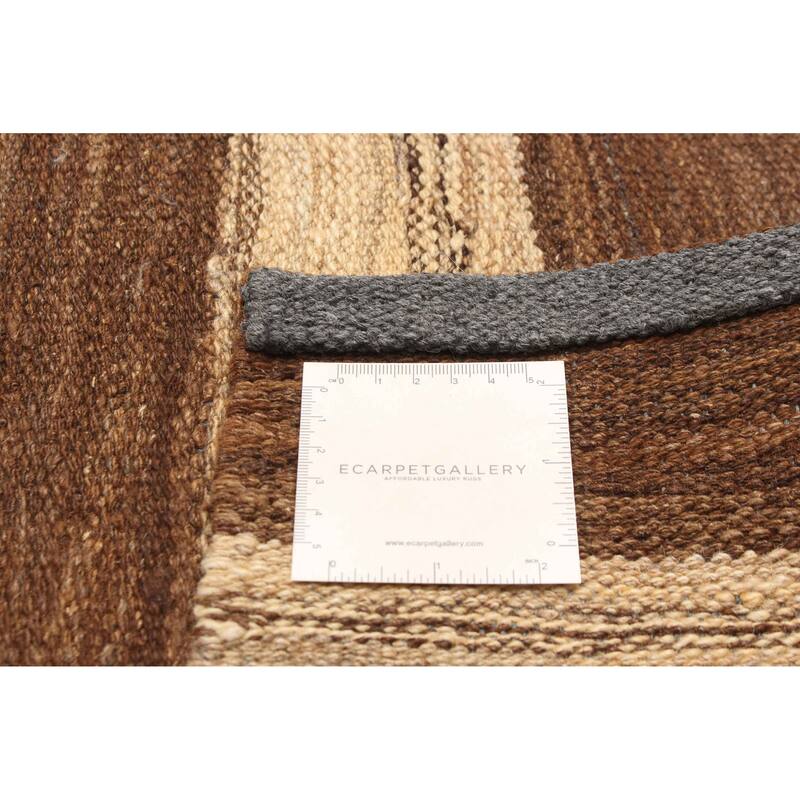 ECARPETGALLERY Flat-Weave Boho Brown Wool Kilim - 4'7 x 6'8