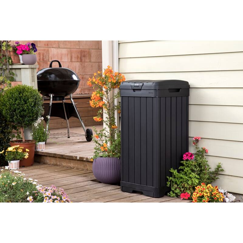 Keter Baltimore 39 Gallon Durable Resin Outdoor Trash Can For Indoor