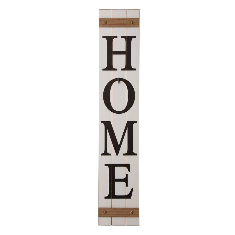 Glitzhome 42"H Wooden "HOME" Porch Sign with 3 Changable Floral Wreaths