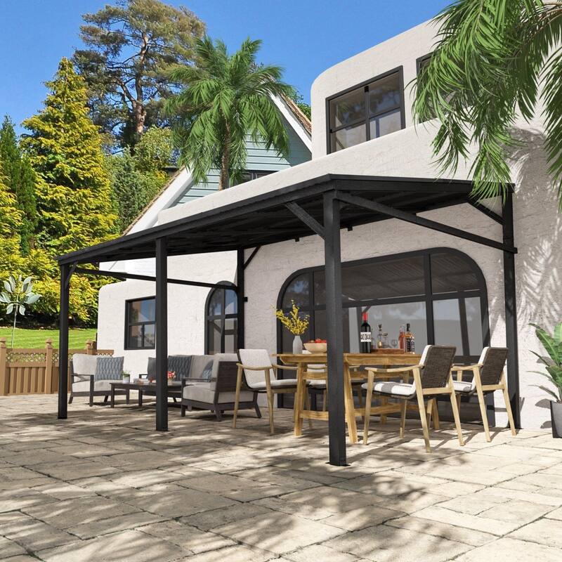 VEIKOUS 14 x 10 FT Aluminum Patio Pergola Gazebo for Outdoor - Black